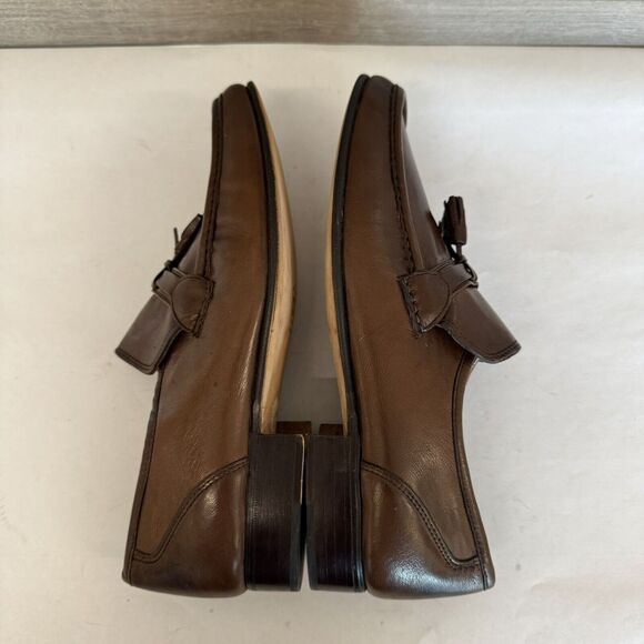 Diamond’s Italy Brown Buttery Soft Leather Tassel Tie Slip On Loafers Men 9 New - Picture 4 of 16